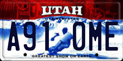 UT license plate A910ME