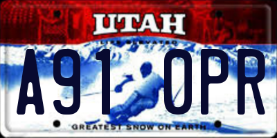 UT license plate A910PR