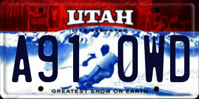 UT license plate A910WD