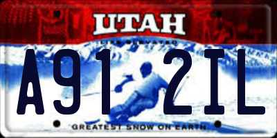 UT license plate A912IL