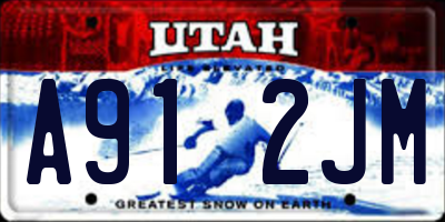 UT license plate A912JM