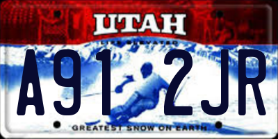 UT license plate A912JR