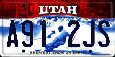 UT license plate A912JS