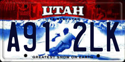 UT license plate A912LK