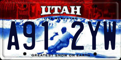 UT license plate A912YW