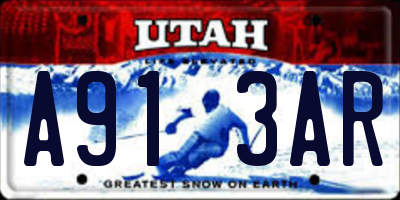 UT license plate A913AR