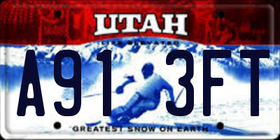 UT license plate A913FT