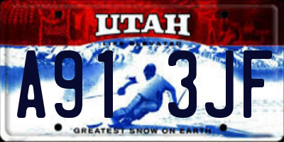 UT license plate A913JF