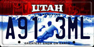 UT license plate A913ML