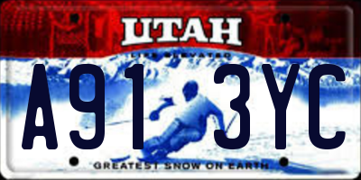 UT license plate A913YC