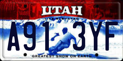 UT license plate A913YF