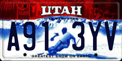 UT license plate A913YV
