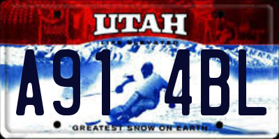 UT license plate A914BL