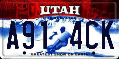 UT license plate A914CK