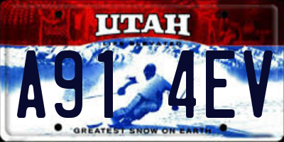 UT license plate A914EV