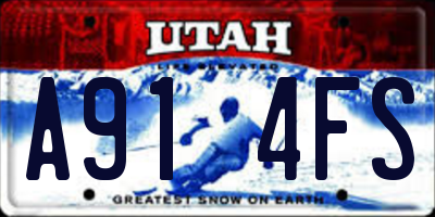 UT license plate A914FS