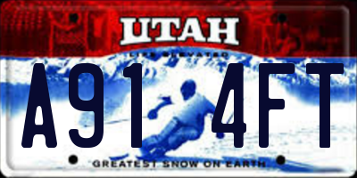 UT license plate A914FT