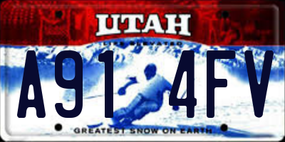 UT license plate A914FV