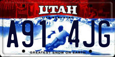 UT license plate A914JG
