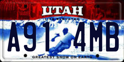 UT license plate A914MB