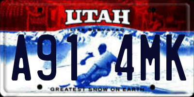 UT license plate A914MK