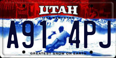 UT license plate A914PJ