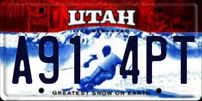 UT license plate A914PT