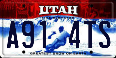 UT license plate A914TS