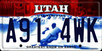 UT license plate A914WK