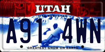 UT license plate A914WN