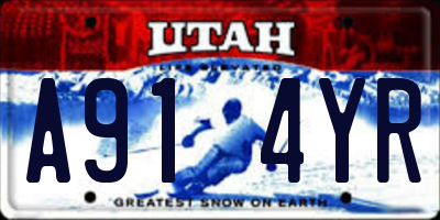 UT license plate A914YR