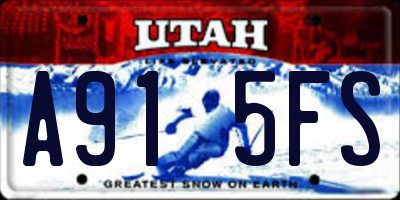 UT license plate A915FS