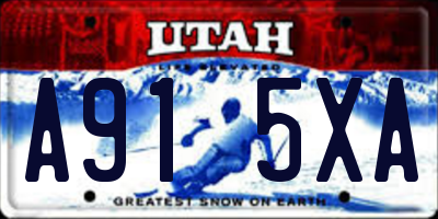 UT license plate A915XA