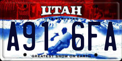 UT license plate A916FA