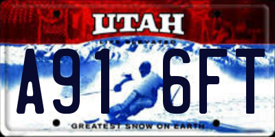 UT license plate A916FT