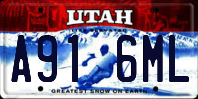 UT license plate A916ML