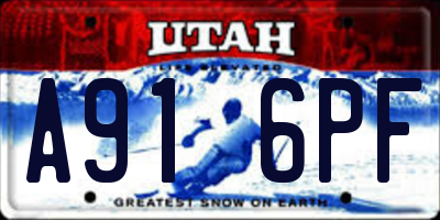 UT license plate A916PF
