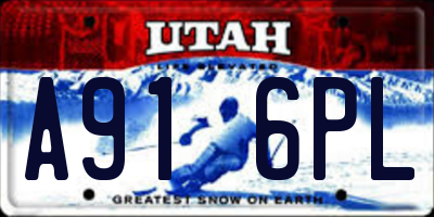 UT license plate A916PL