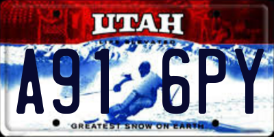 UT license plate A916PY