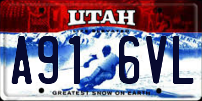 UT license plate A916VL