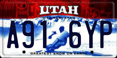 UT license plate A916YP