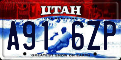 UT license plate A916ZP