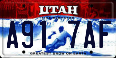 UT license plate A917AF