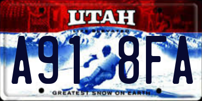 UT license plate A918FA