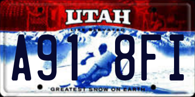 UT license plate A918FI