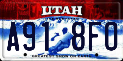 UT license plate A918FO