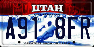 UT license plate A918FR