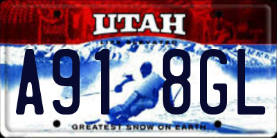 UT license plate A918GL