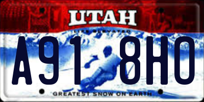 UT license plate A918HO