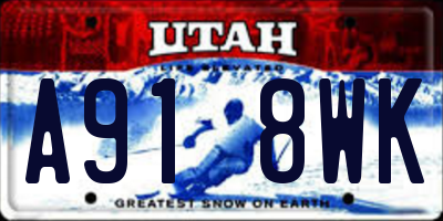 UT license plate A918WK